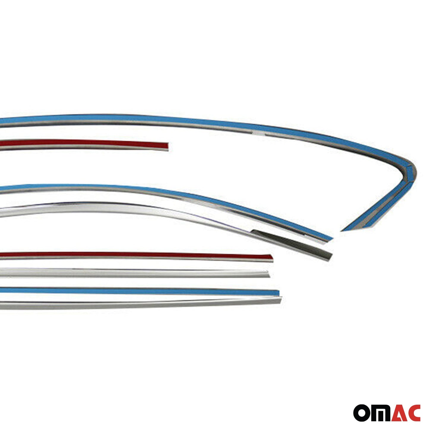 Benzi decorative pentru geamuri Ford Focus Saloon 2018-2025, oțel inoxidabil, 8 bucăți