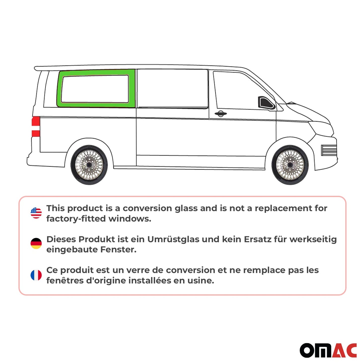 Seitenfenster Seitenscheibe für VW T6 T6.1 2015-2024 Rechts L2 Langer Schwarz