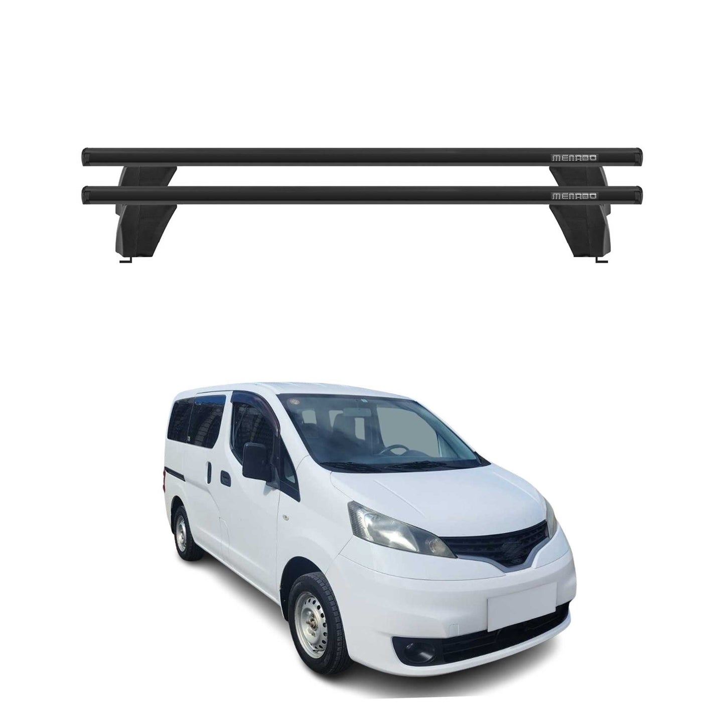 Menabo Dachträger Grundtäger für Nissan NV200 2009-2021 75kg Alu Schwarz 2 tlg