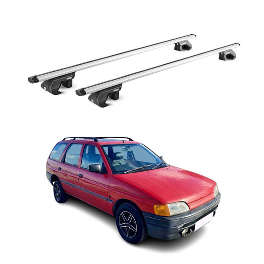Dachträger Grundtäger für Ford Escort Kombi 1993-2000 90kg Alu Silber 2 tlg ABE