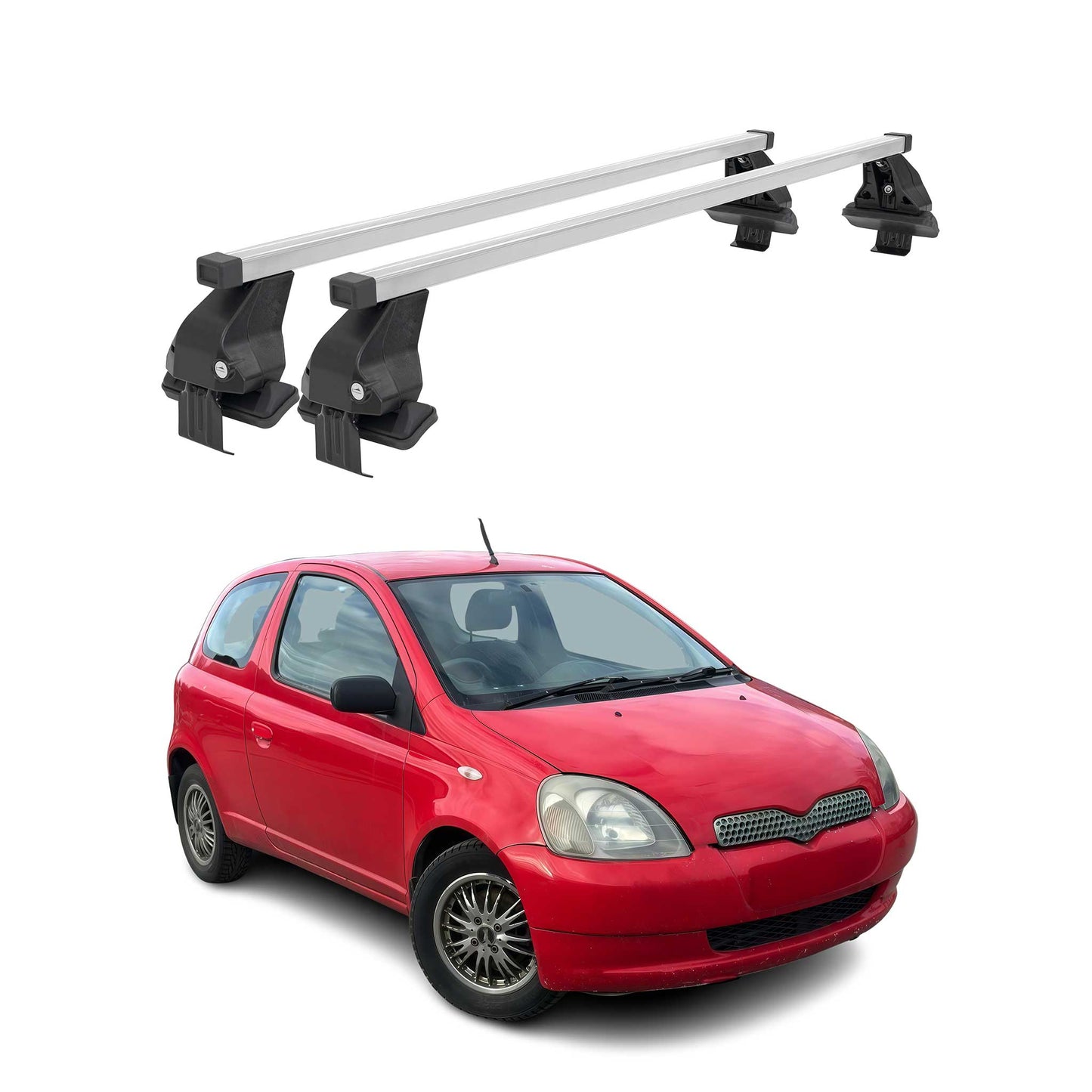 Menabo Dachträger Grundtäger für Toyota Yaris 1999-2005 50kg Stahl Silber 2 tlg