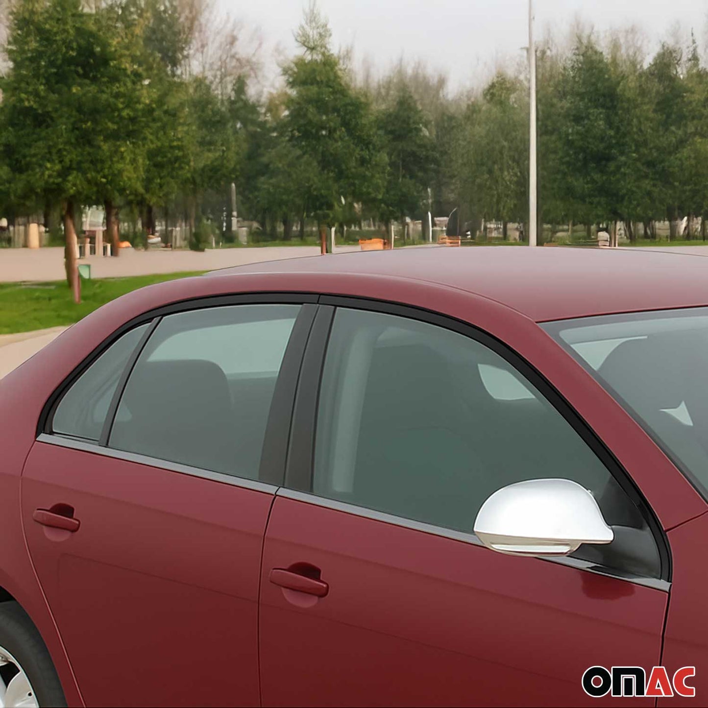 Benzi decorative pentru geamuri pentru VW Jetta 2010-2018, oțel inoxidabil, închise la culoare, 6 bucăți