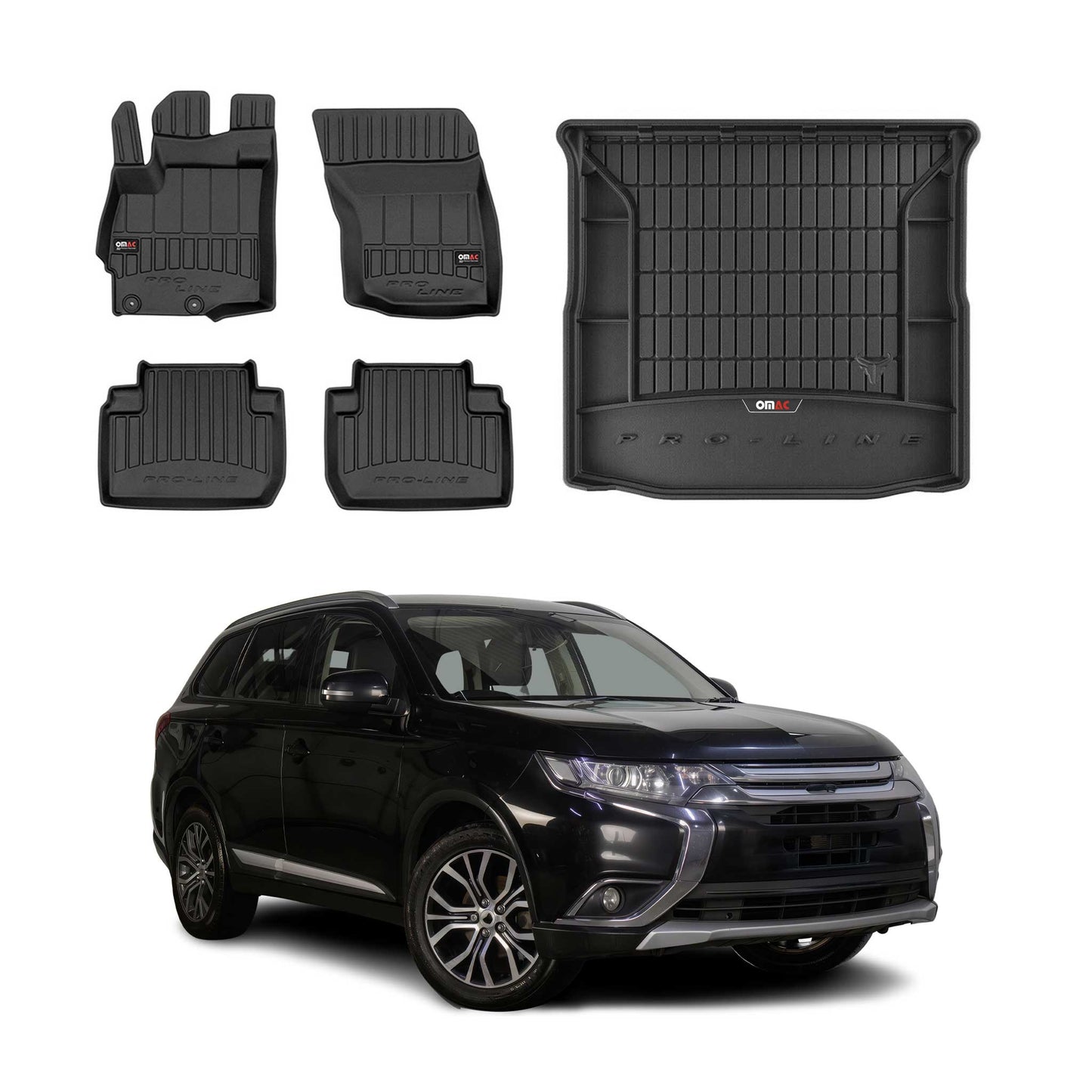 OMAC Fußmatten & Kofferraumwanne für Mitsubishi Outlander 2012-2015 mit 3Reihe