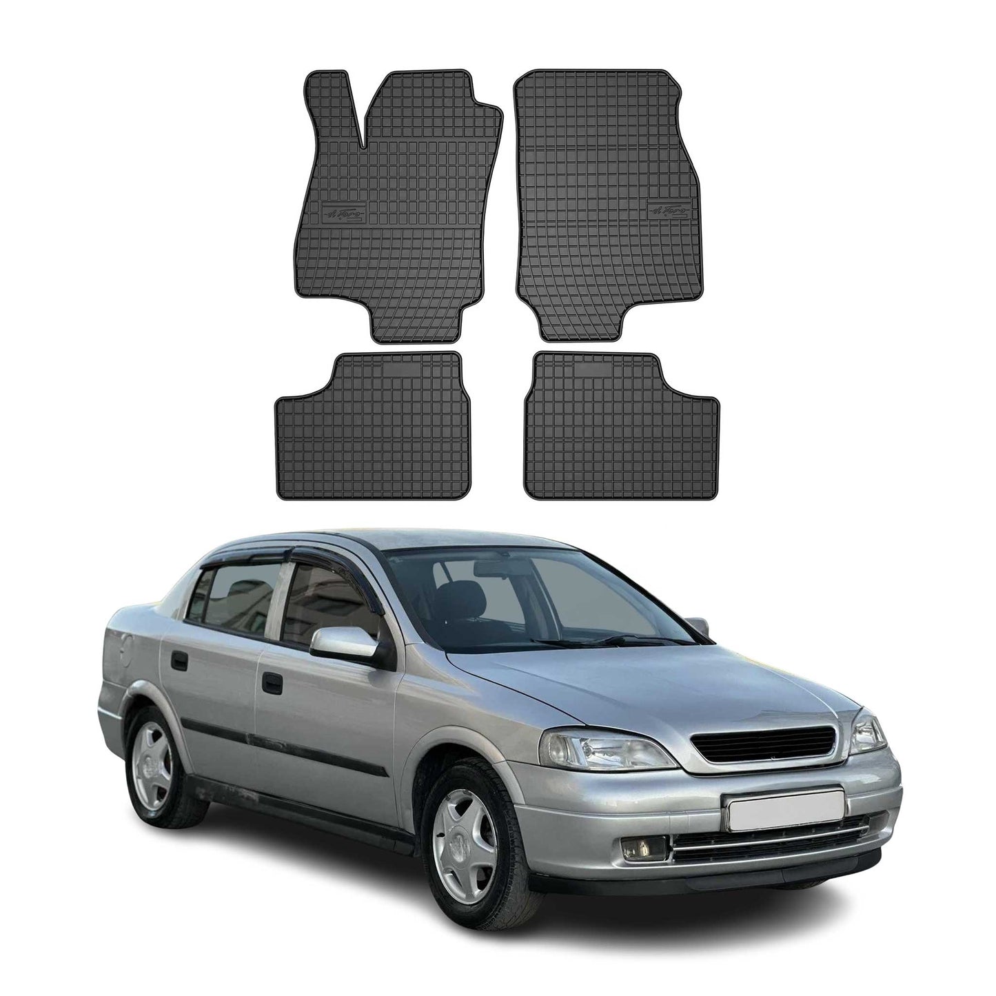 OMAC Gummi Fußmatten für Opel Astra G 1998-2009 Automatten Gummi Schwarz 4tlg