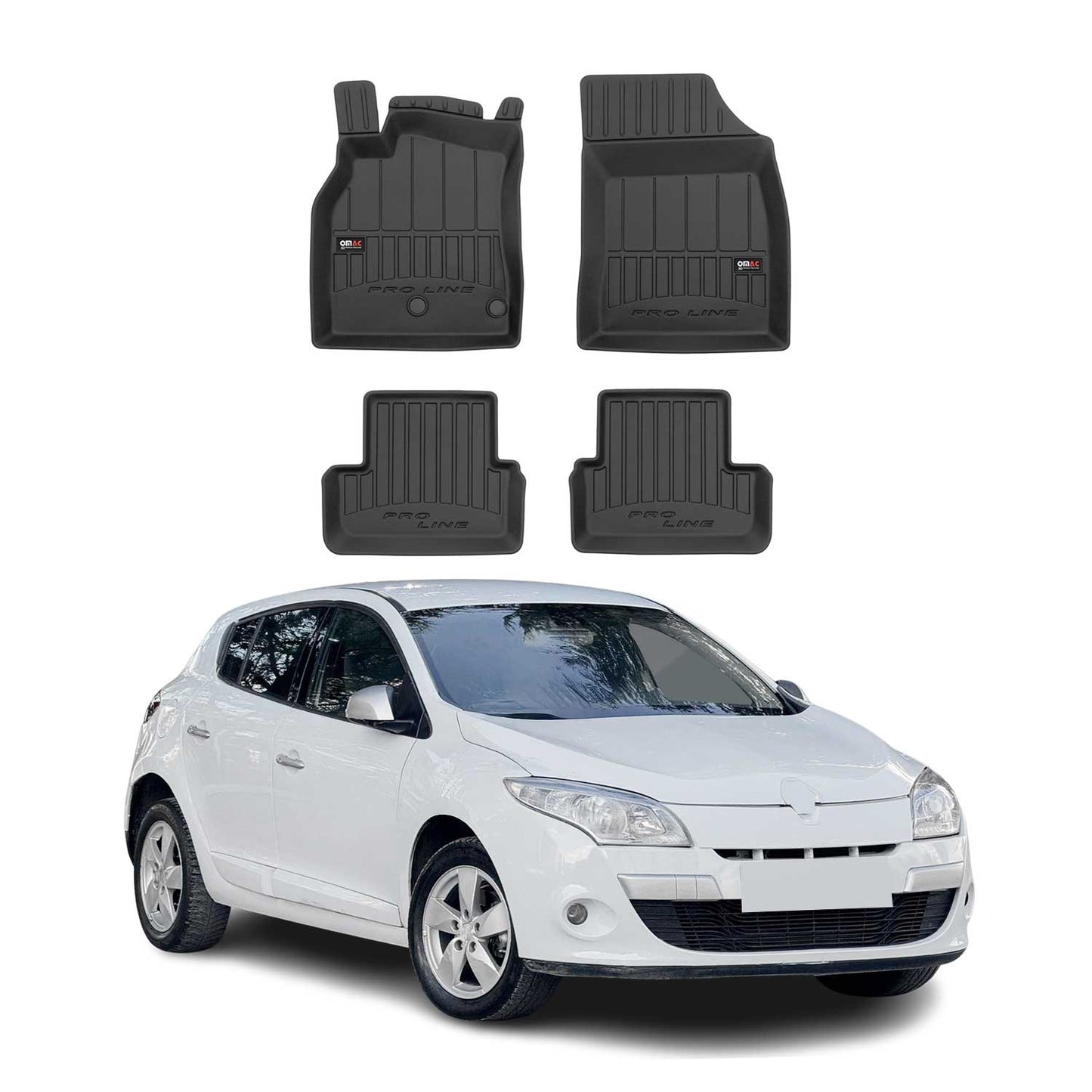 2008-2015 Renault Megane Fußmatten TPE Schwarz 4 tlg