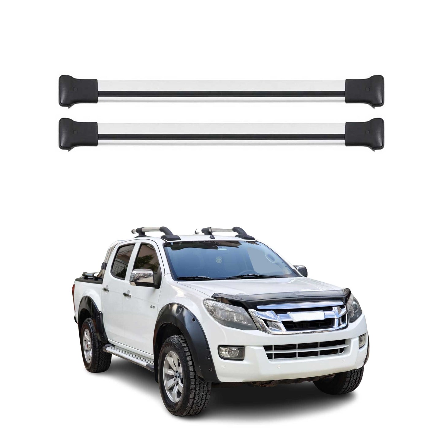 Portbagaj de plafon pentru Isuzu D-Max 2012-2019 75kg aluminiu argintiu 2 buc