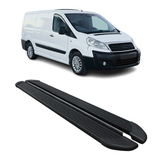 Seitenschweller Trittbretter Schweller für Fiat Scudo 2004-2016 L2 Alu Schwarz