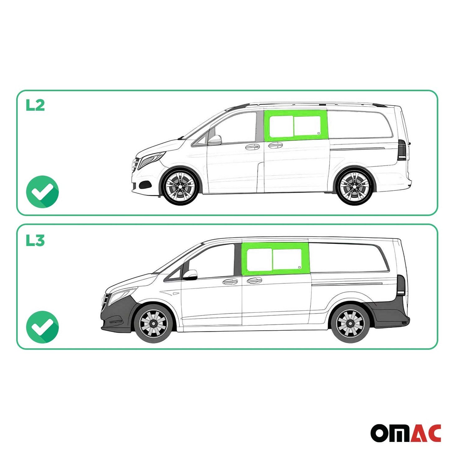 Seitenfenster Schiebefenster für Mercedes Vito W447 2014-2025 Links Auto L2 L3