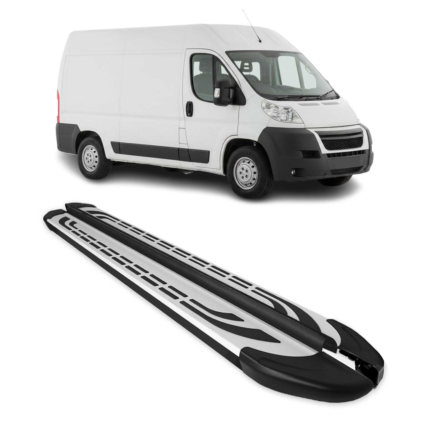 Trittbretter Schweller Seitenbretter für Fiat Ducato 2006-2025 L2 Alu Schwarz