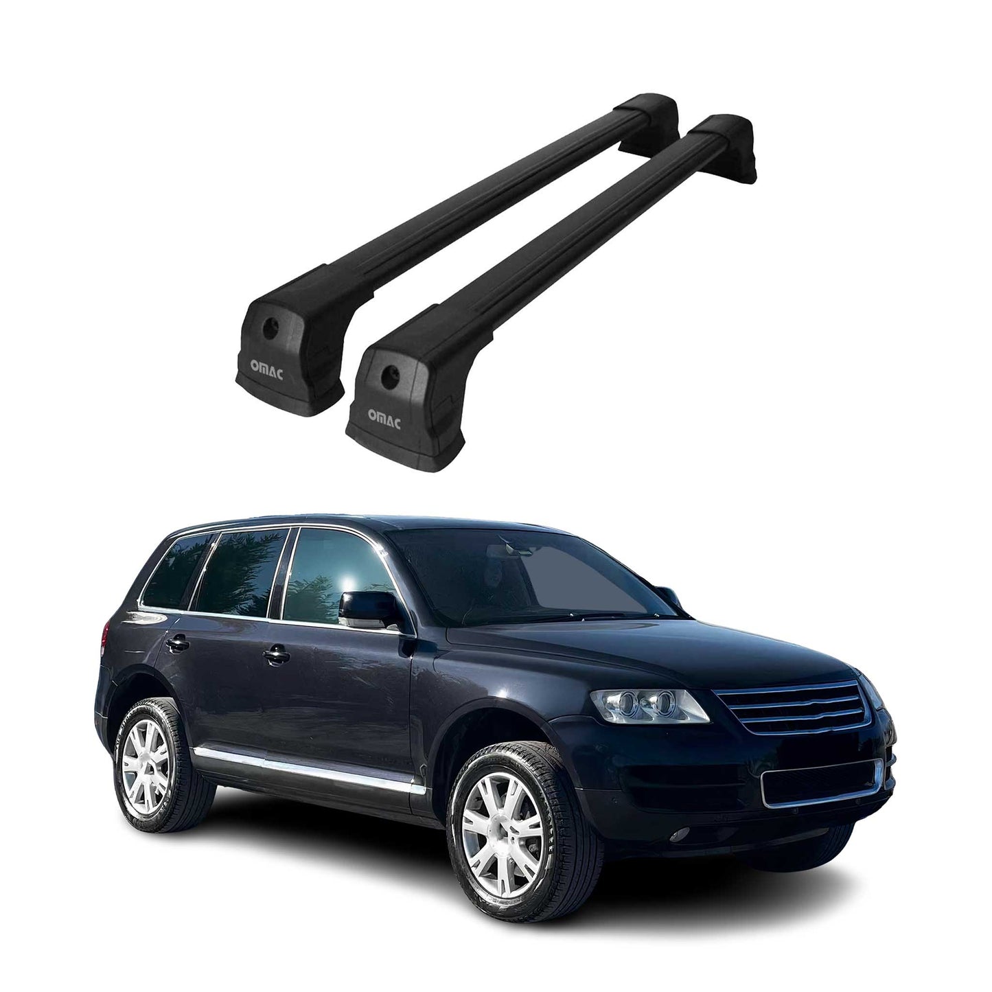 Dachträger Grundtäger für VW Touareg mk1 2002-2010 75kg Aluminium Schwarz 2 tlg