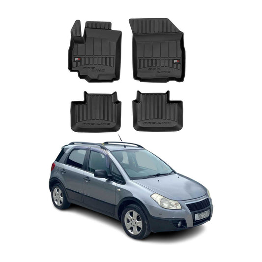 OMAC Gummi Fußmatten für Fiat Sedici 2005-2014 Premium TPE Automatten Schwarz 4x