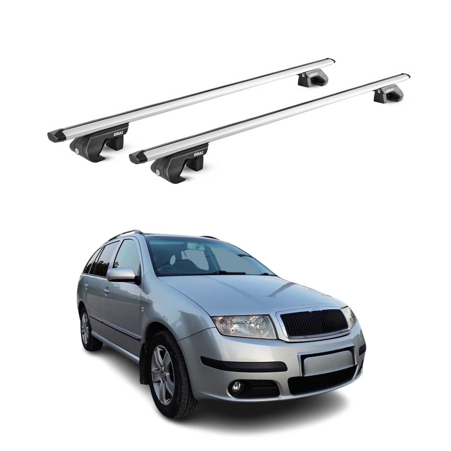 Portbagaj de plafon pentru Skoda Fabia Combi 1999-2021 5 uși 90 kg gri aluminiu 2x ABE