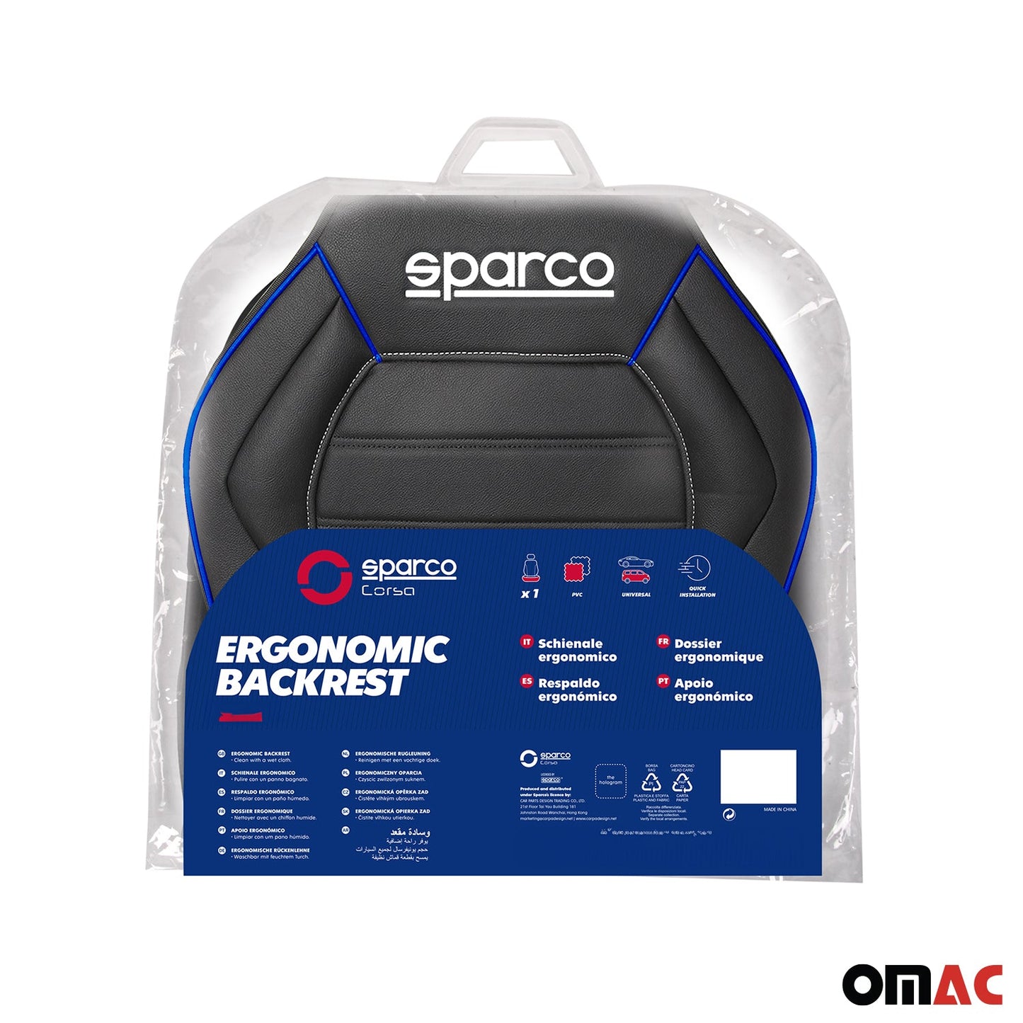SPARCO Sitzkissen Sitzauflage Sitzschoner Universal Schwarz Blau Auto-Sitzschutz