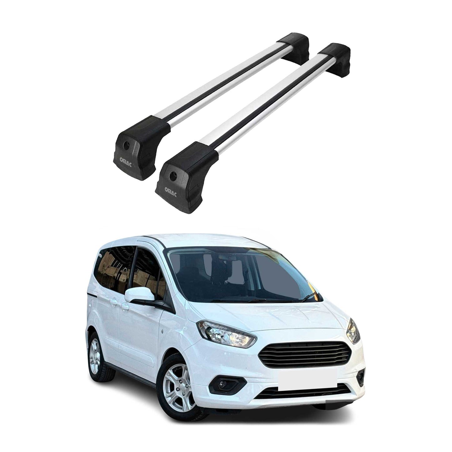 Dachträger Grundtäger für Ford Transit Courier 2014-2023 75kg Alu Silber 2tlg