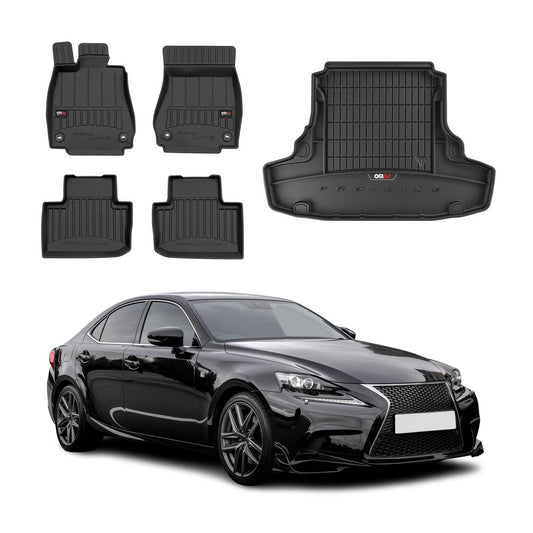 OMAC Fußmatten & Kofferraumwanne Set für Lexus IS 2013-2020 Gummi Schwarz 5x