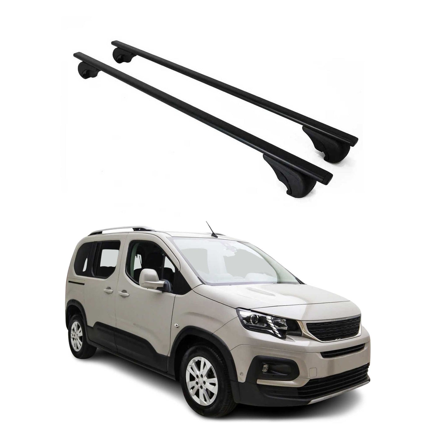 Portbagaj de plafon pentru Peugeot Rifter 2018-2025 75kg, negru metalic, 2 buc.