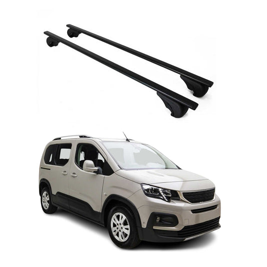 Portbagaj de plafon pentru Peugeot Rifter 2018-2025 75kg, negru metalic, 2 buc.