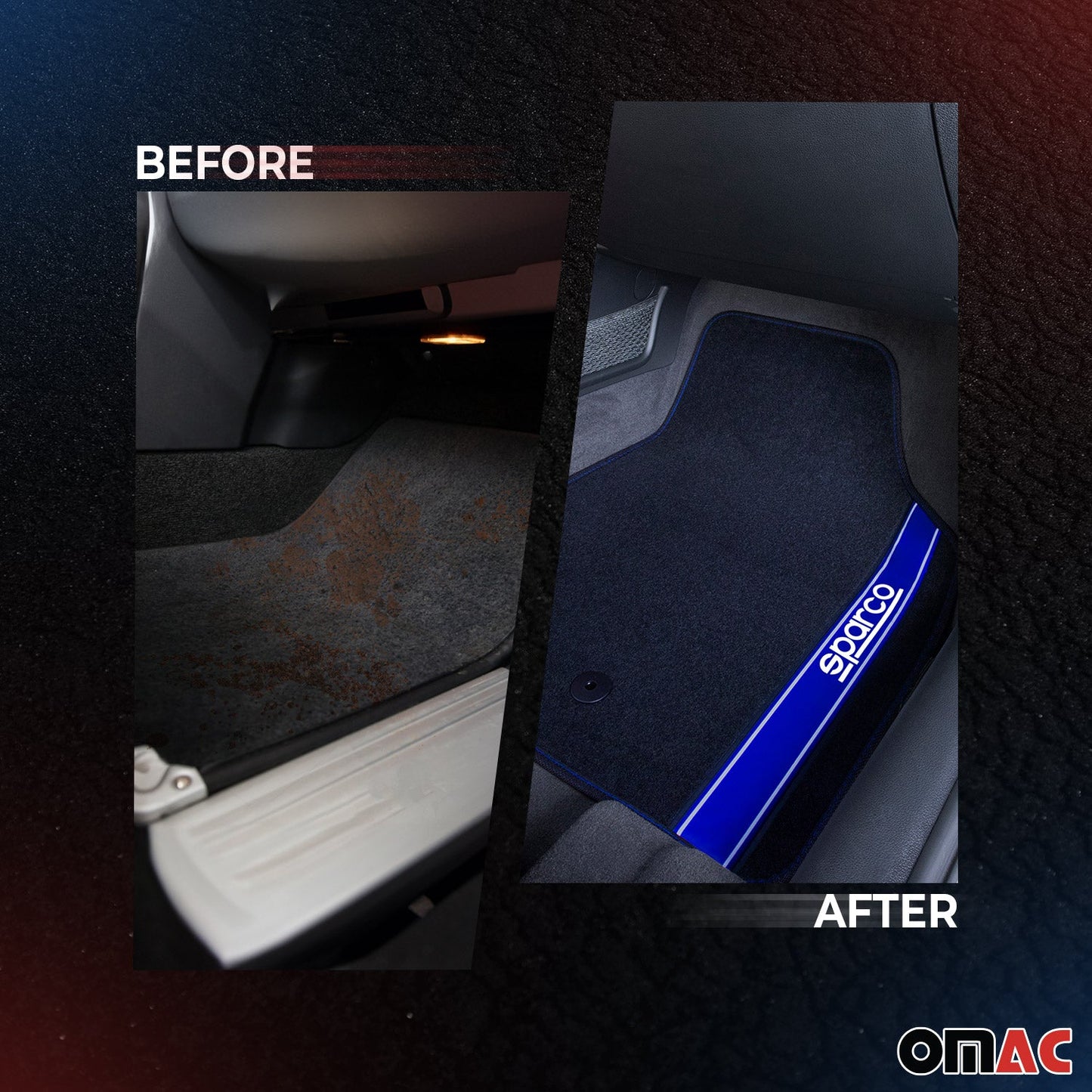 SPARCO Fußmatten Automatten Universal Schwarz Blau Autoteppich Alwettermatten 4x