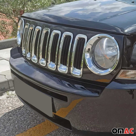 Benzi Grilă Auto pentru Jeep Wrangler 2007-2019 Crom ABS Argintiu 7x