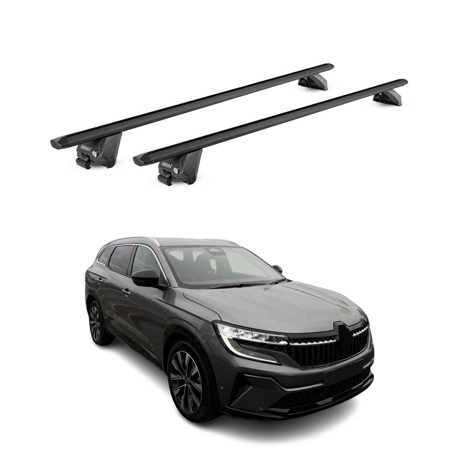 Portbagaj de plafon pentru Renault Espace 2023-2025 100kg aluminiu negru 2 piese ABE