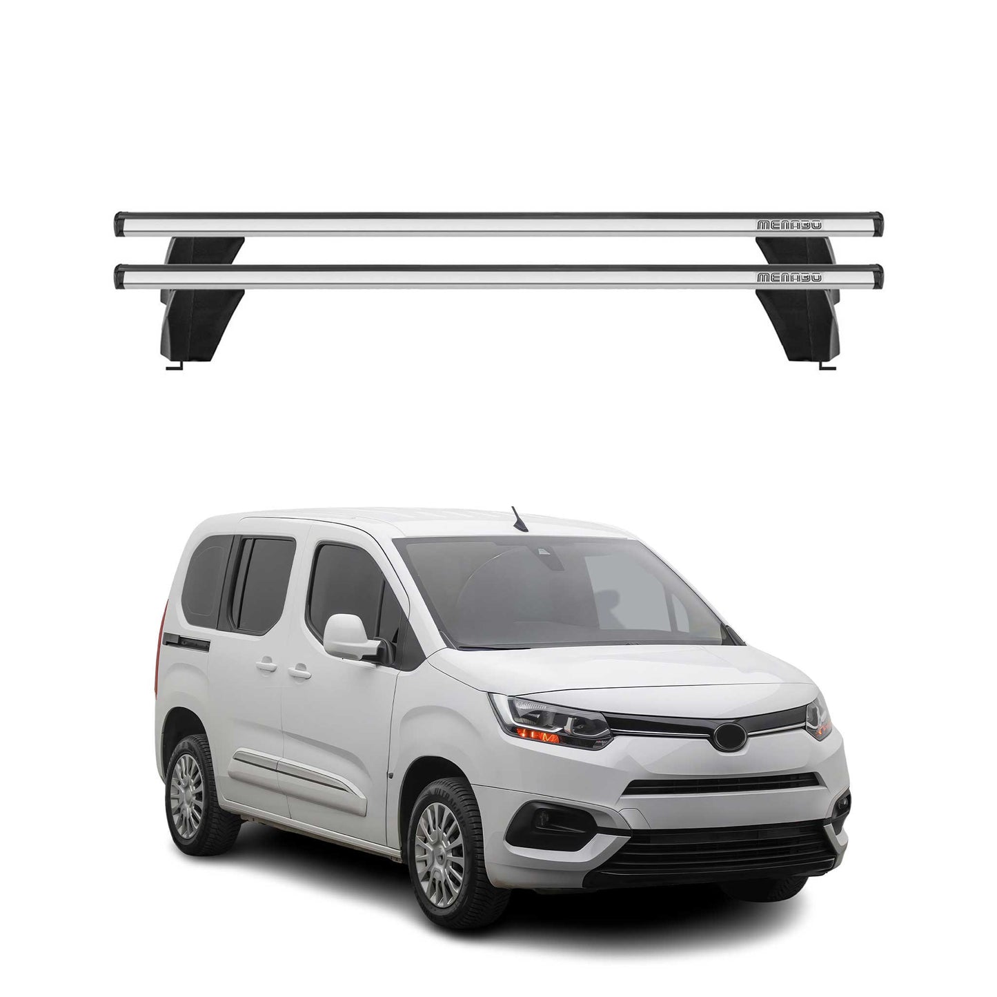 Menabo Dachträger Grundtäger für Toyota Proace City 2019-2025 75kg Alu Silber 2x