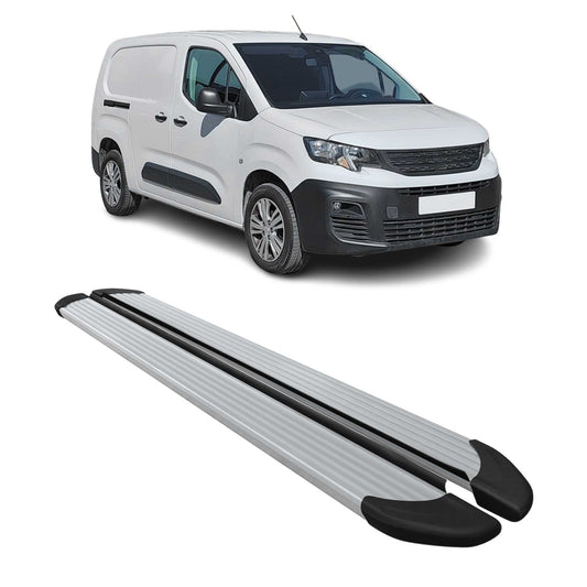 Trittbretter Seitenschweller für Peugeot Partner 2019-2025 Van L2 Alu Silber 2x