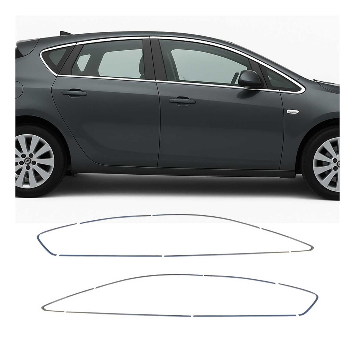Fensterleisten Zierleisten für Opel Astra J 2010-2015 Schrägheck Edelstahl 12tlg