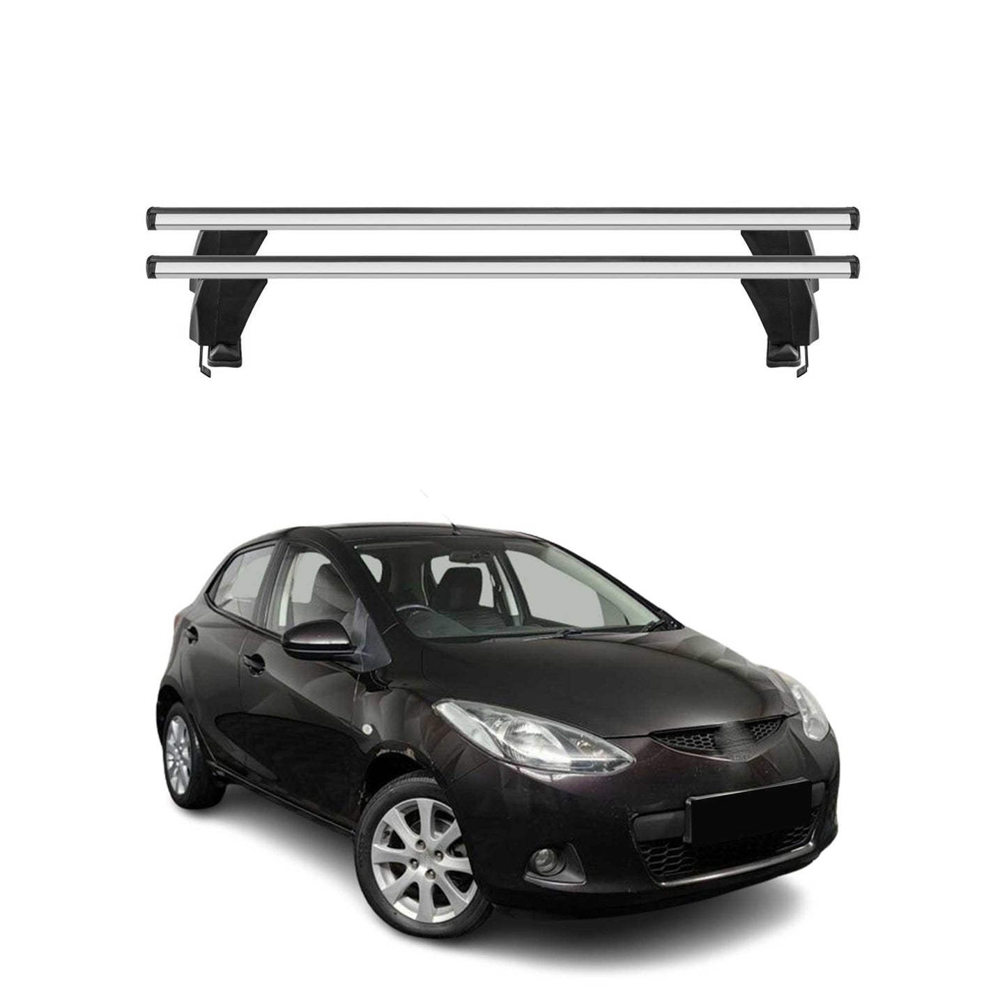 Menabo Dachträger Grundtäger für Mazda 2 2007-2009 50kg Aluminium Silber 2 tlg
