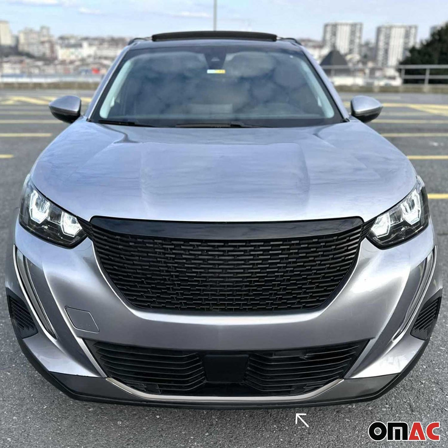 Benzi decorative grilă auto pentru Peugeot 2008 2019-2025, oțel inoxidabil, argintiu