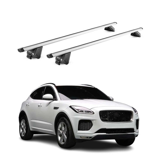 Portbagaj de plafon pentru Jaguar E-Pace 2017-2025 100kg aluminiu argintiu 2 piese ABE