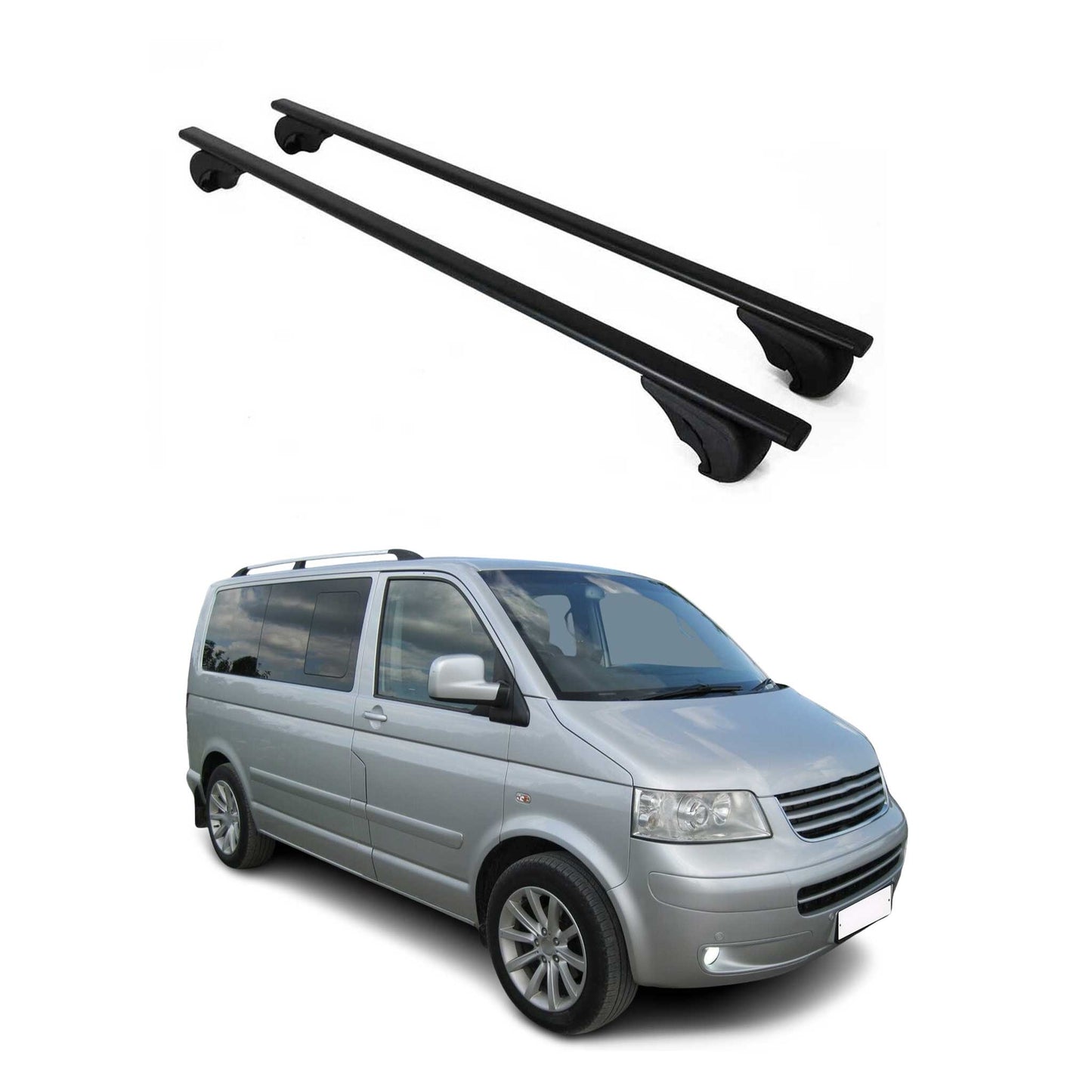 Dachträger Grundtäger für VW Multivan T5 2003-2015 75kg Metall Schwarz 2 tlg