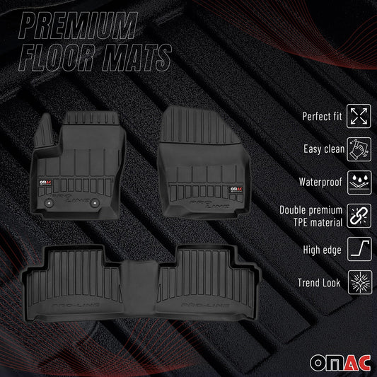 OMAC Gummi Fußmatten für Ford S-Max 2006-2014 Premium TPE Automatten Schwarz 3x