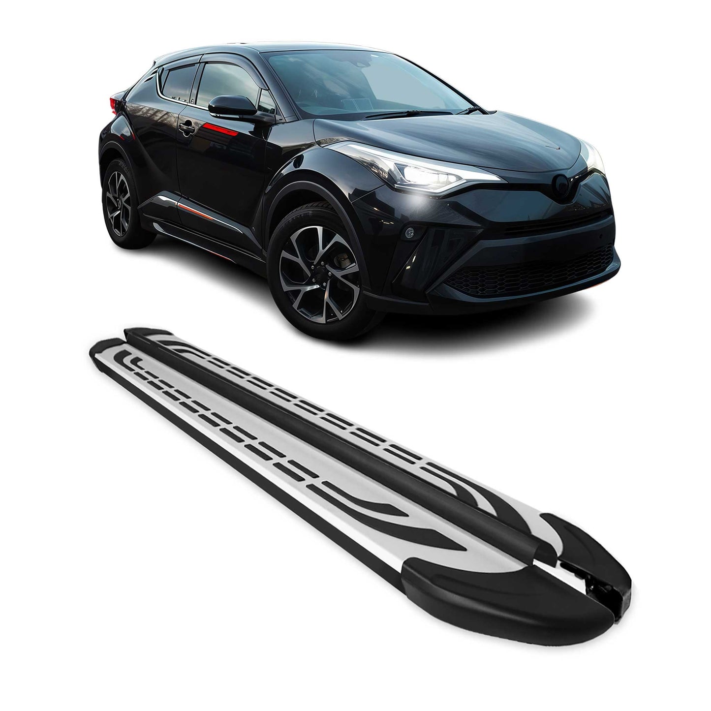 2018-2022 Toyota C-HR Trittbretter Seitenschweller Schwarz Silber 2 tlg
