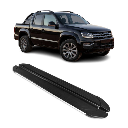 Seitenschweller Trittbretter für VW Amarok DoubleCab 2022-2024 Silber Alu 2 tlg
