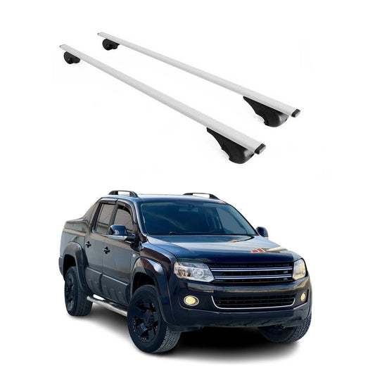 Portbagaj de plafon pentru VW Amarok mk1 2010-2022 75kg metal argintiu 2 buc
