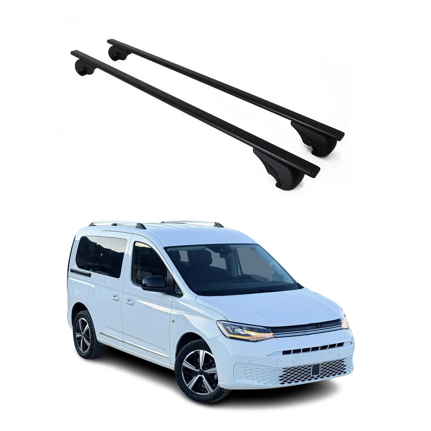 Dachträger Grundtäger für VW Caddy 2020-2025 75kg Metall Schwarz 2 tlg