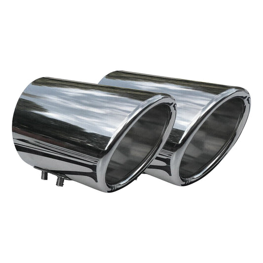 Ornament evacuare, țeavă de eșapament, piesă terminală, ieșire unică, cromat, oțel inoxidabil, 2 piese, 76 mm