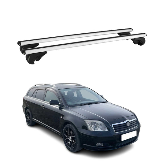 Portbagaj de plafon pentru Toyota Avensis Verso mk2 2001-2008 75kg aluminiu argintiu 2x