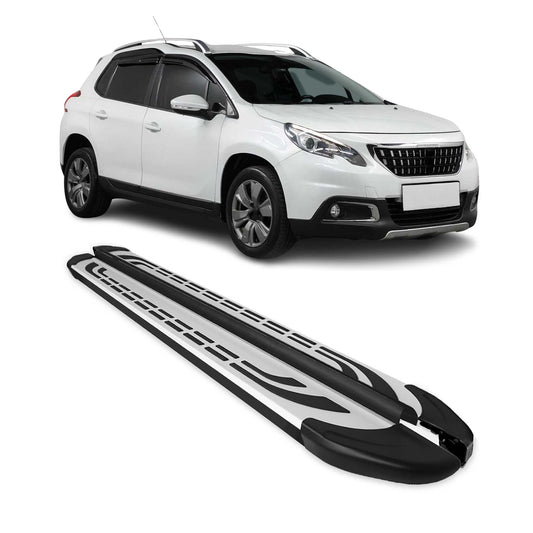 Trittbretter Seitenschweller Seitenbretter für Peugeot 2008 2013-19 Schwarz Alu