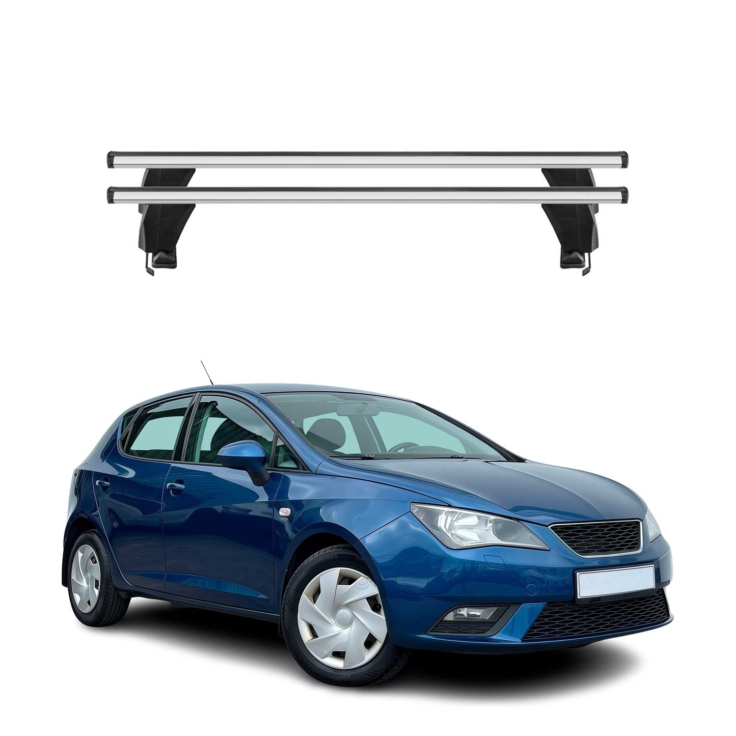 Menabo Dachträger Grundtäger für Seat Ibiza mk4 2008-2017 50kg Alu Silber 2 tlg