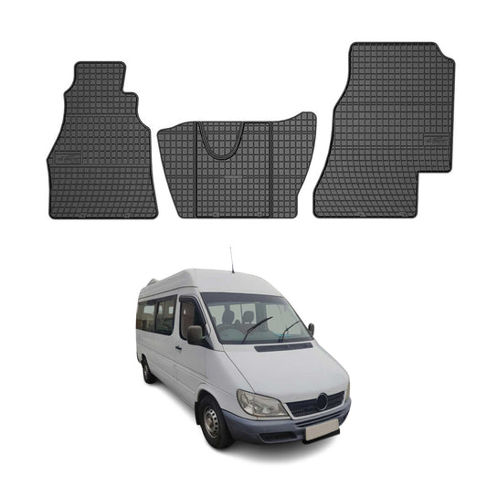 OMAC Gummi Fußmatten für Mercedes Sprinter W901 W905 1995-2006 Matten Schwarz 3x