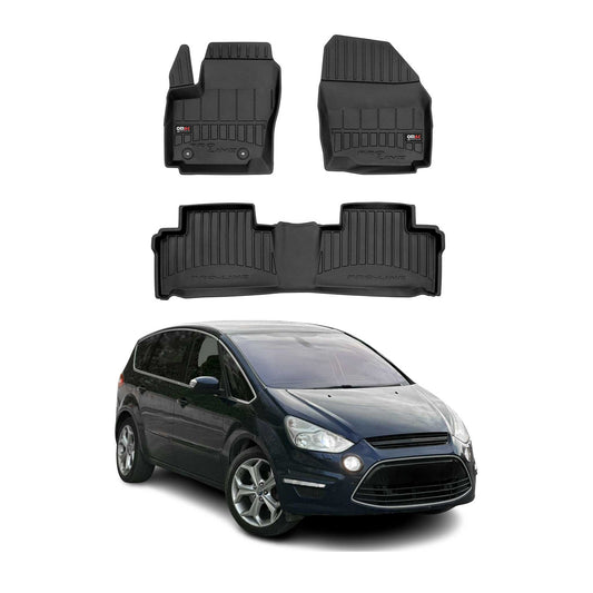 OMAC Gummi Fußmatten für Ford S-Max 2006-2014 Premium TPE Automatten Schwarz 3x
