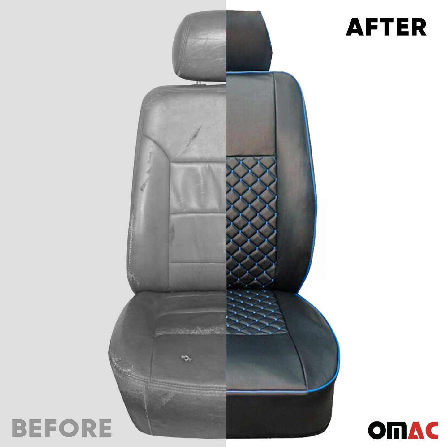 Huse scaune din piele neagră albastră pentru Ford Transit 2000-2009, 1 șofer