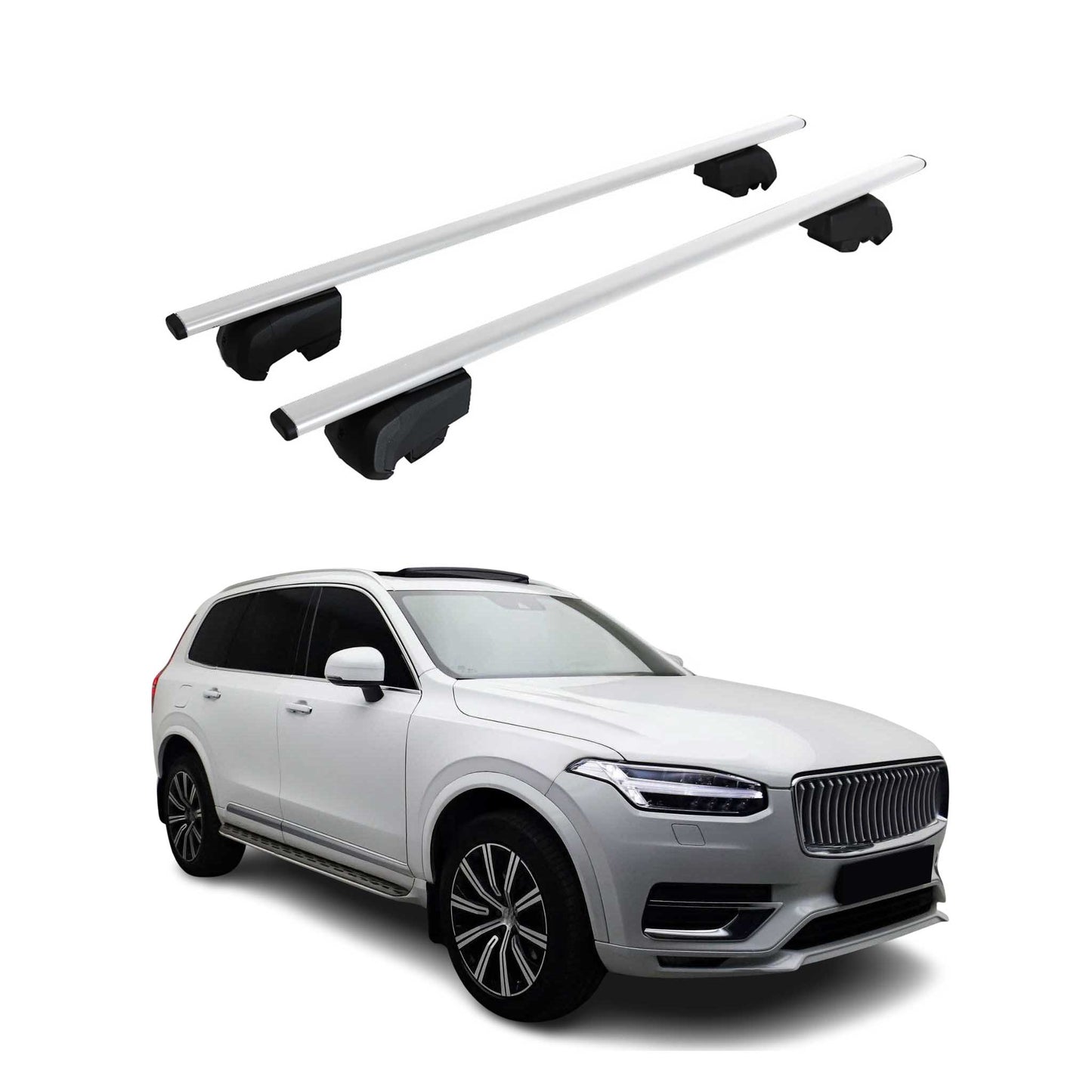 Dachträger Grundträger für Volvo XC90 2019-2022 Metall Silber ABE 2x
