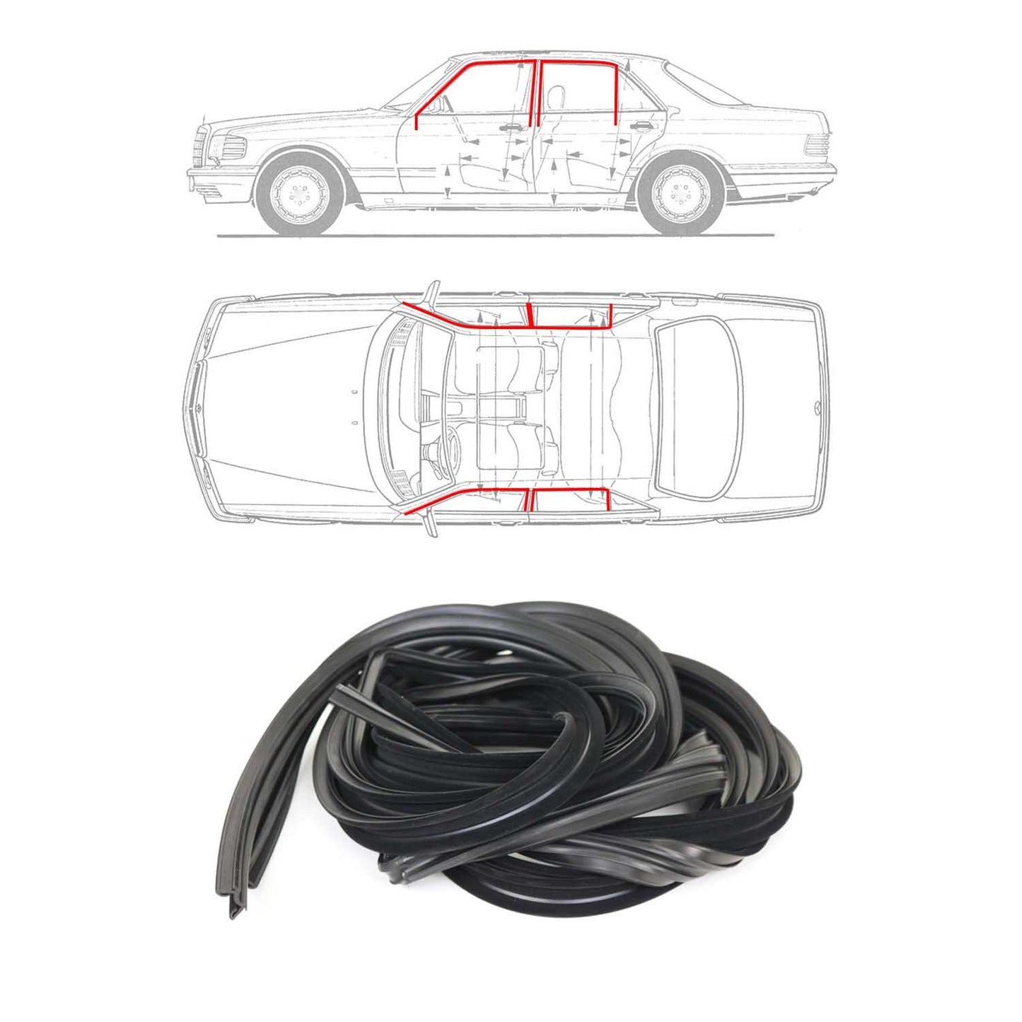 Auto Fensterdichtung Gummidichtung für Mercedes S Klasse W126 1979-1991