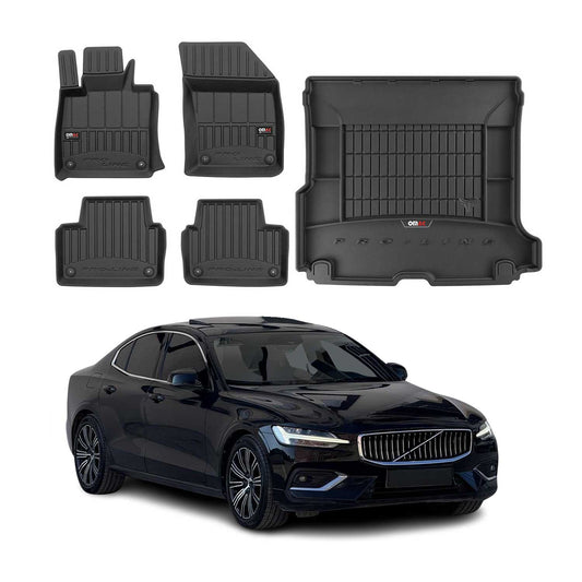 OMAC Fußmatten & Kofferraumwanne Set für Volvo V60 2018-2025 Gummi Schwarz 5x