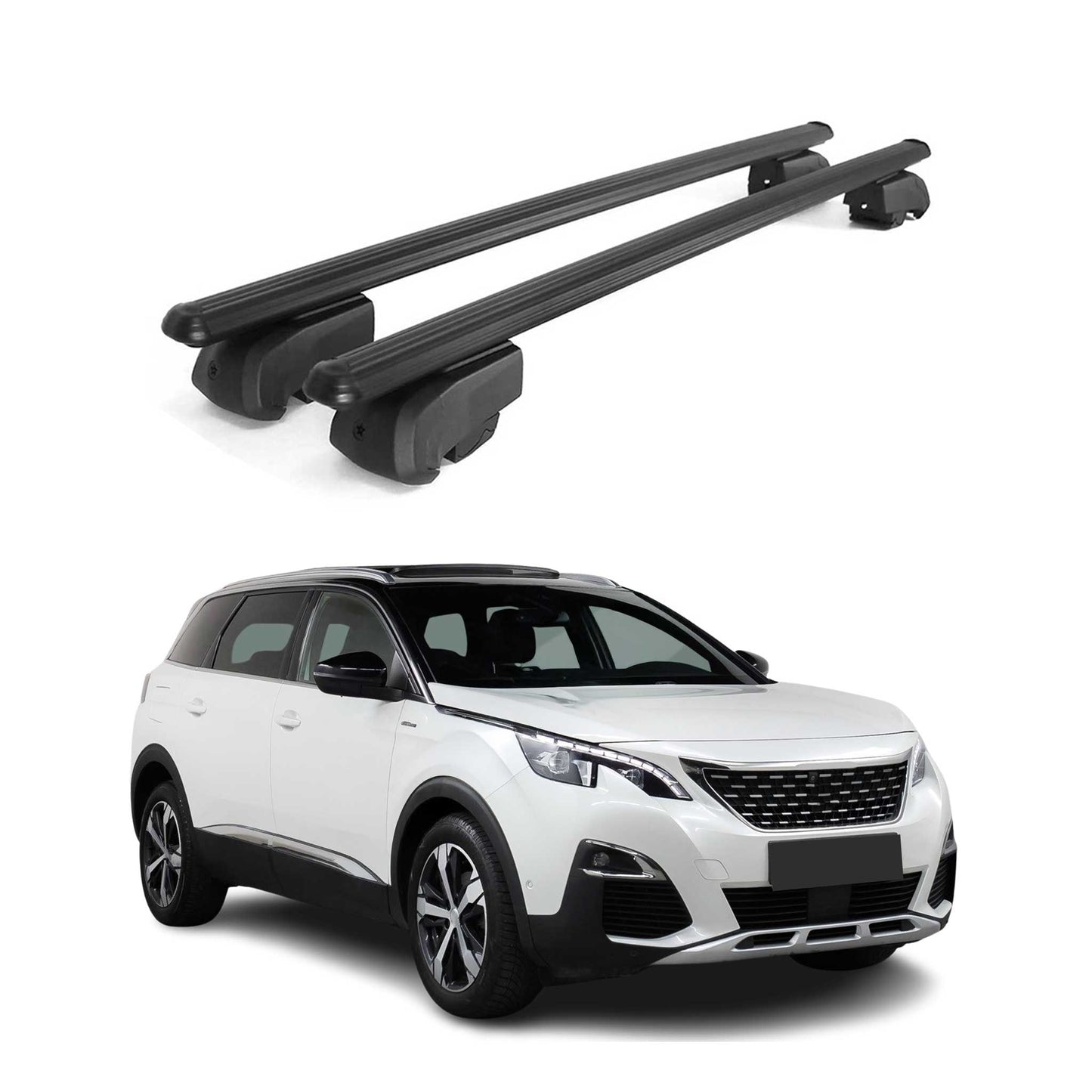 Dachträger Gepäckträger für Peugeot 5008 T87 2017-2023 ABE Aluminium Schwarz