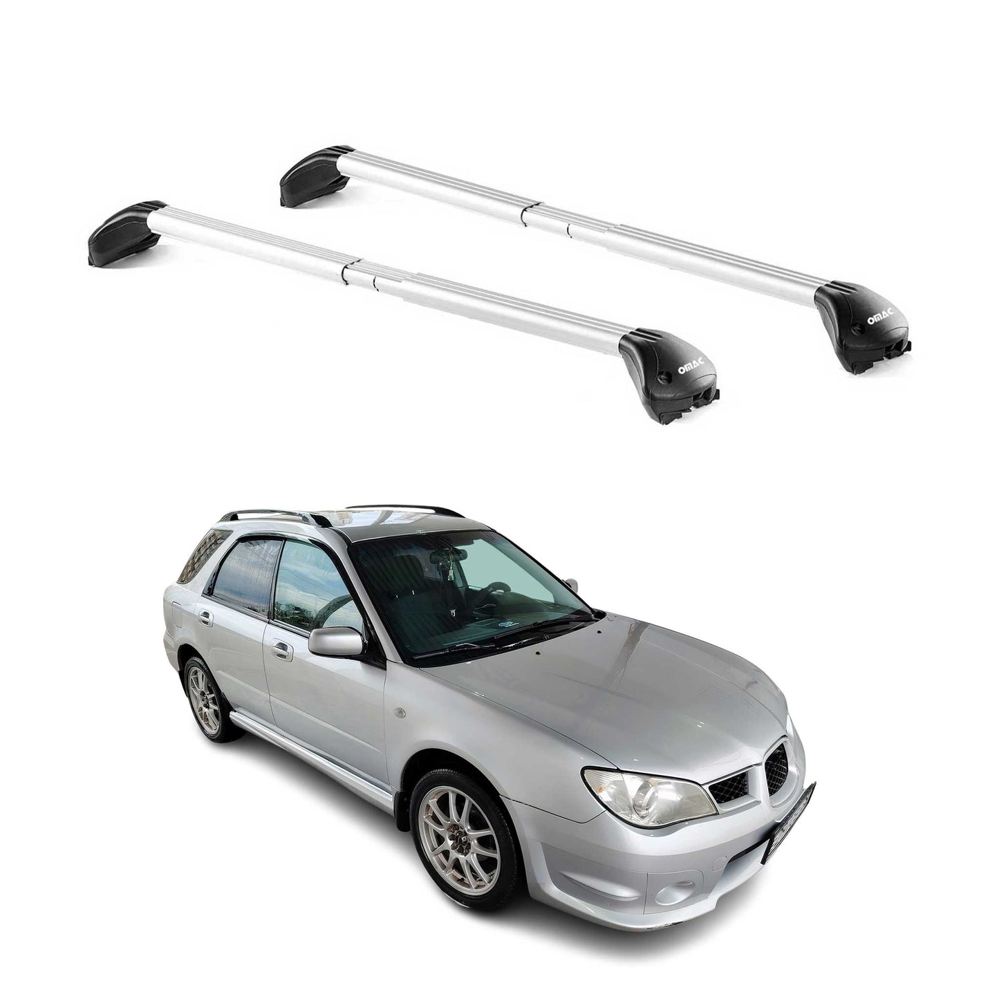 Bară portbagaj plafon pentru Subaru Impreza Estate 1992-2011 5 uși 100kg Alu Silver 2x ABE