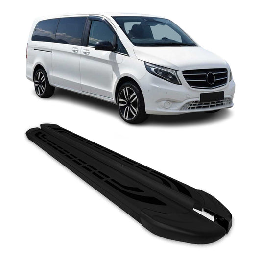 Trittbretter Seitenschweller für Mercedes Klasse 2014-2025 L3 Alu Schwarz