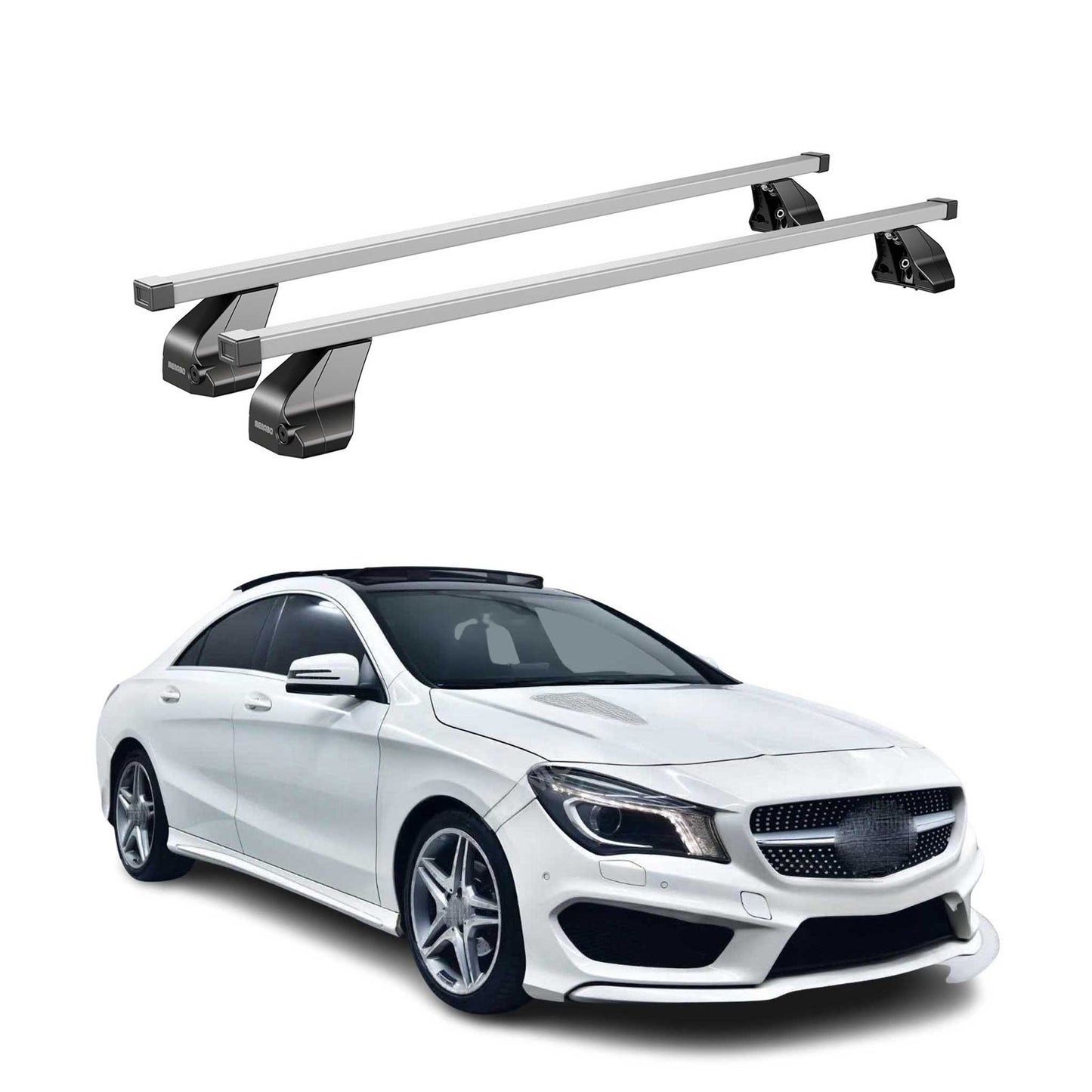 Menabo Dachträger Grundtäger für Mercedes CLA C117 2013-2019 75kg Stahl Grau 2x